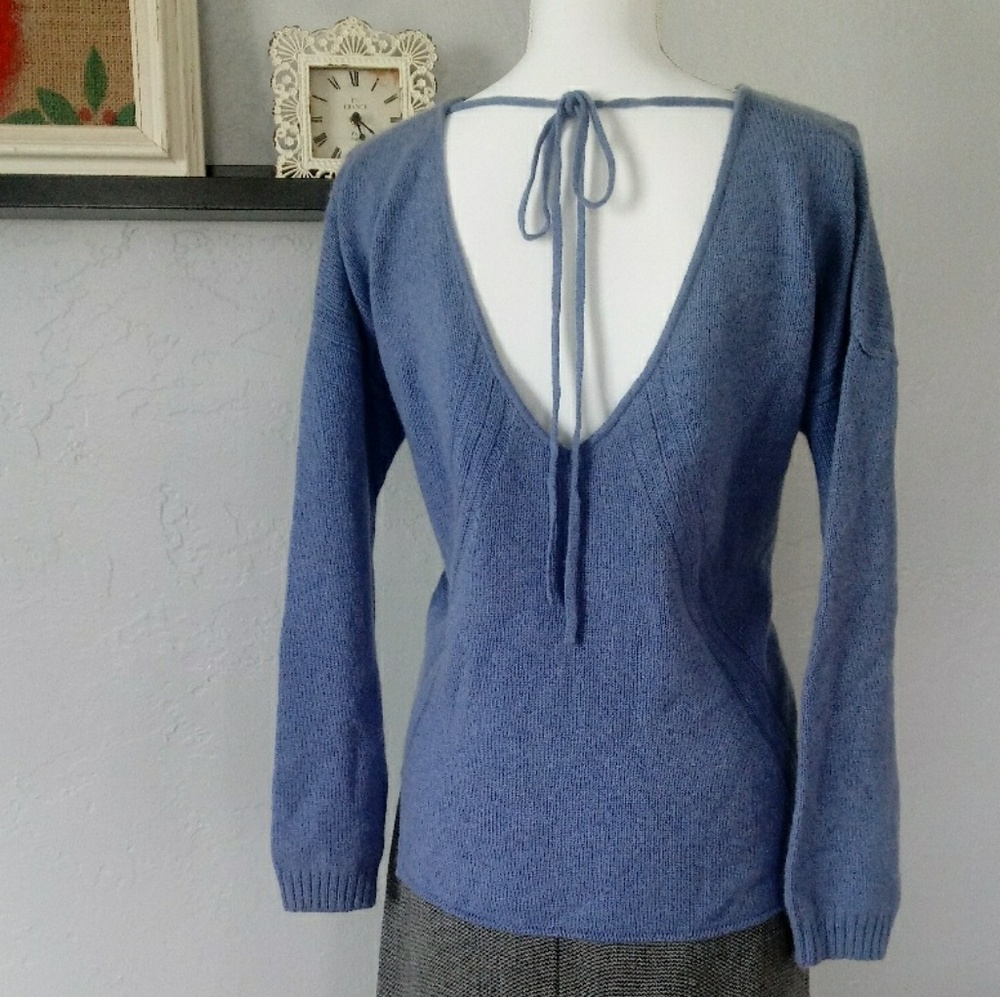 Rebecca Minkoff blue sweater with tie back